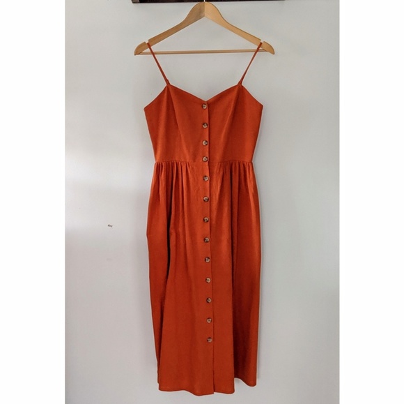 H&M Dresses & Skirts - Burnt Orange Linen Market Dress New With Tags
